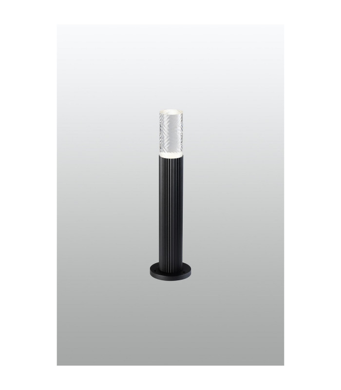 Springwater Ribbed Line 35cm Post Lamp Tall Diagonal Pattern Acrylic Shade 1 x GU10 IP54 Black/Clear/Frosted -3