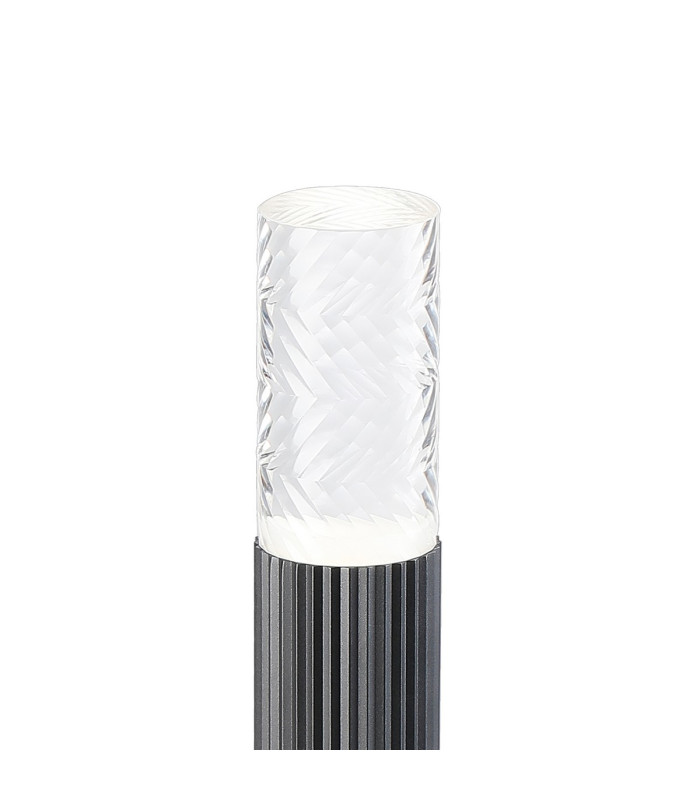 Springwater Ribbed Line 35cm Post Lamp Tall Diagonal Pattern Acrylic Shade 1 x GU10 IP54 Black/Clear/Frosted -5
