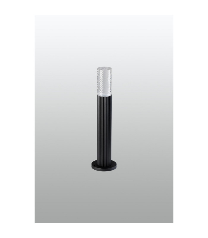 Springwater Ribbed Line 35cm Post Lamp Tall Diagonal Pattern Acrylic Shade 1 x GU10 IP54 Black/Clear/Frosted -7