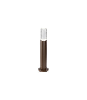 Springwater Ribbed Line 35cm Post Lamp Tall Diagonal Pattern Acrylic Shade 1 x GU10 IP54 Dark Brown/Clear/Frosted -1