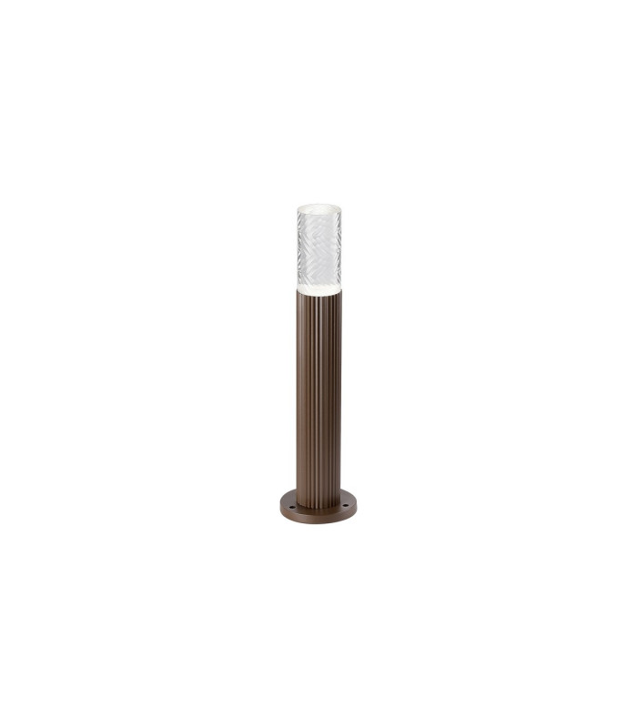 Springwater Ribbed Line 35cm Post Lamp Tall Diagonal Pattern Acrylic Shade 1 x GU10 IP54 Dark Brown/Clear/Frosted -1