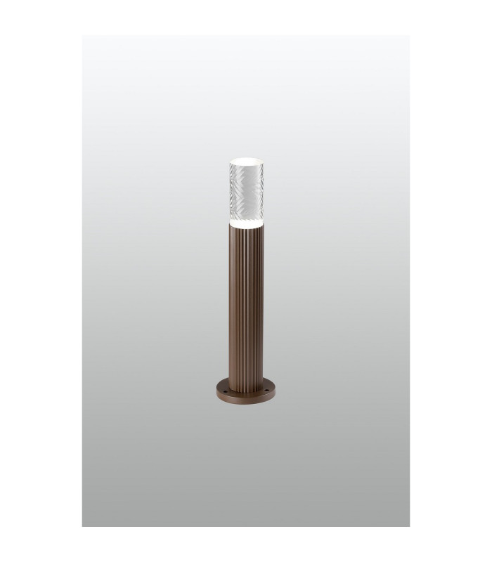 Springwater Ribbed Line 35cm Post Lamp Tall Diagonal Pattern Acrylic Shade 1 x GU10 IP54 Dark Brown/Clear/Frosted -3