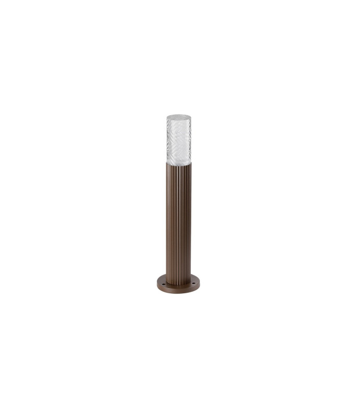 Springwater Ribbed Line 35cm Post Lamp Tall Diagonal Pattern Acrylic Shade 1 x GU10 IP54 Dark Brown/Clear/Frosted -4
