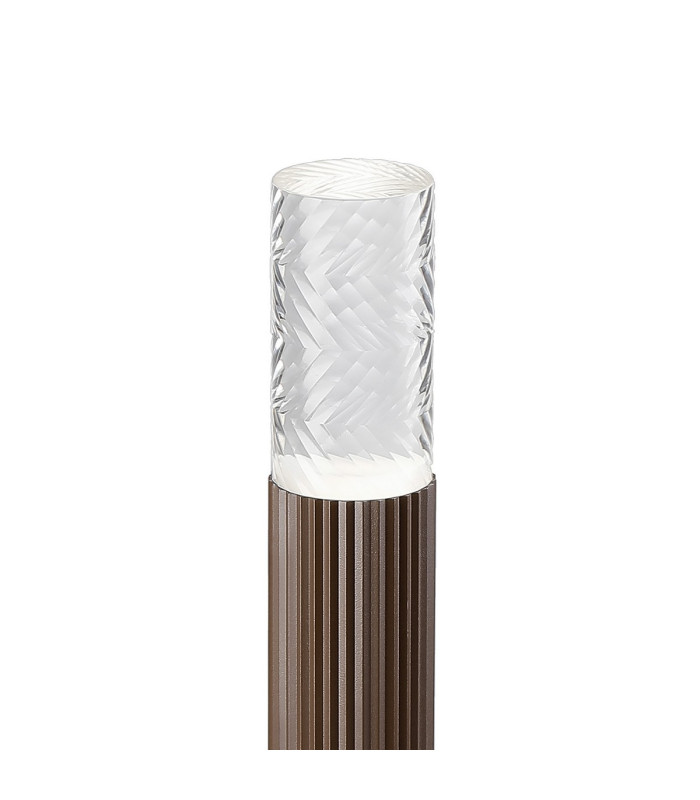 Springwater Ribbed Line 35cm Post Lamp Tall Diagonal Pattern Acrylic Shade 1 x GU10 IP54 Dark Brown/Clear/Frosted -6