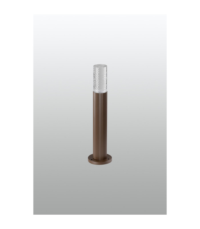 Springwater Ribbed Line 35cm Post Lamp Tall Diagonal Pattern Acrylic Shade 1 x GU10 IP54 Dark Brown/Clear/Frosted -7