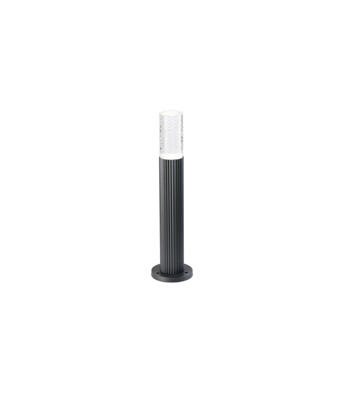 Springwater Ribbed Line 35cm Post Lamp Tall Diagonal Pattern Acrylic Shade 1 x GU10 IP54 Grey/Clear/Frosted -1