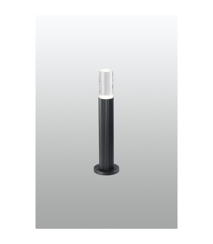 Springwater Ribbed Line 35cm Post Lamp Tall Diagonal Pattern Acrylic Shade 1 x GU10 IP54 Grey/Clear/Frosted -3