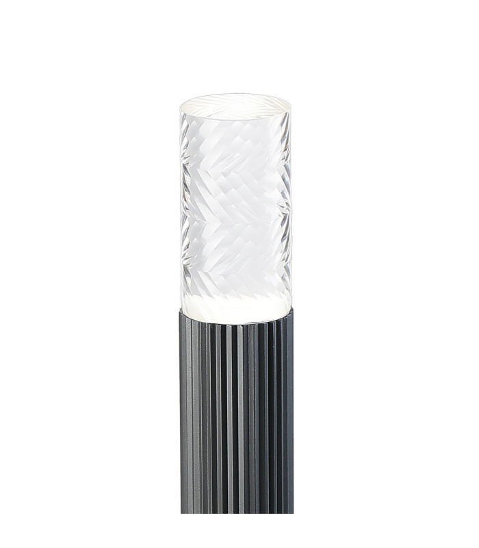 Springwater Ribbed Line 35cm Post Lamp Tall Diagonal Pattern Acrylic Shade 1 x GU10 IP54 Grey/Clear/Frosted -6