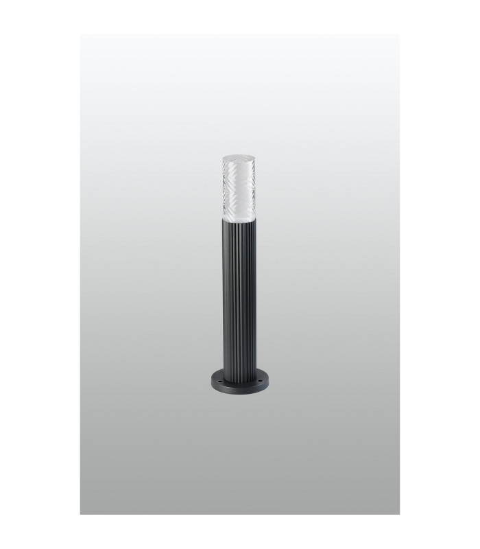 Springwater Ribbed Line 35cm Post Lamp Tall Diagonal Pattern Acrylic Shade 1 x GU10 IP54 Grey/Clear/Frosted -7