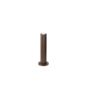 Springwater Ribbed Line 35cm Post Lamp Dome Acrylic Shade 1 x GU10 IP54 Dark Brown/Clear/Frosted -1