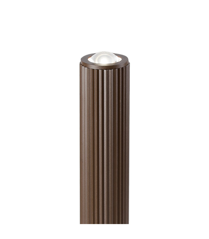 Springwater Ribbed Line 35cm Post Lamp Dome Acrylic Shade 1 x GU10 IP54 Dark Brown/Clear/Frosted -6