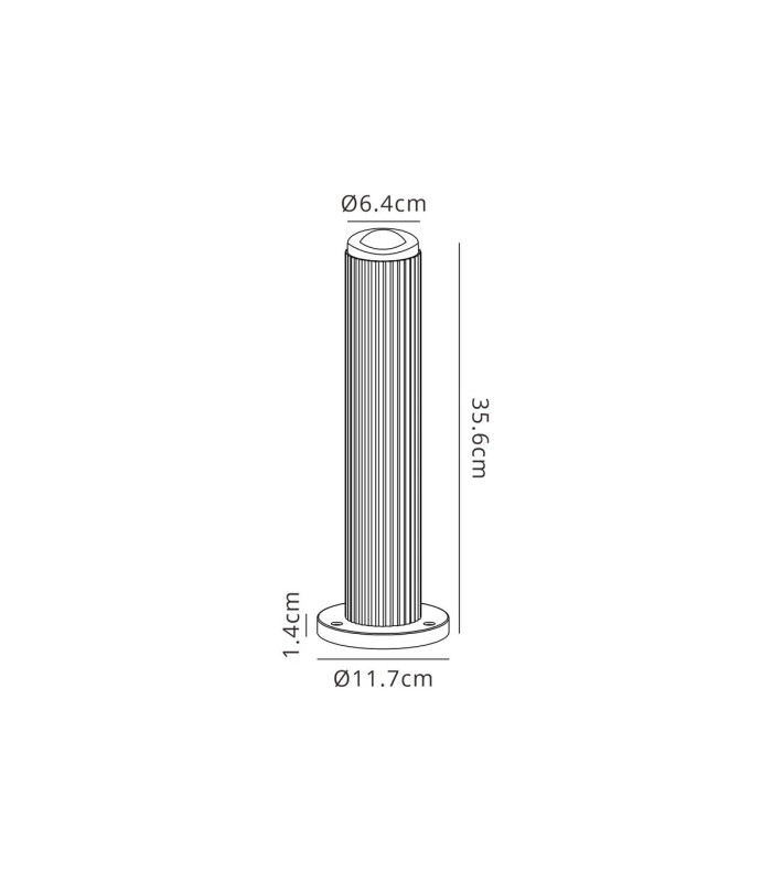 Springwater Ribbed Line 35cm Post Lamp Dome Acrylic Shade 1 x GU10 IP54 Grey/Clear/Frosted -2