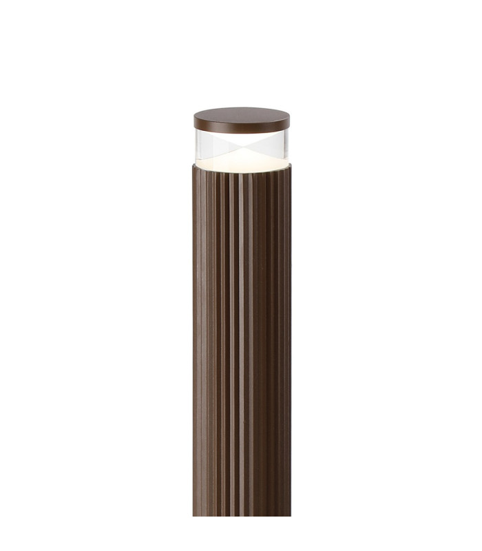 Springwater Ribbed Line 55cm Post Lamp X Pattern Acrylic Shade 1 x GU10 IP54 Dark Brown/Clear/Frosted -5