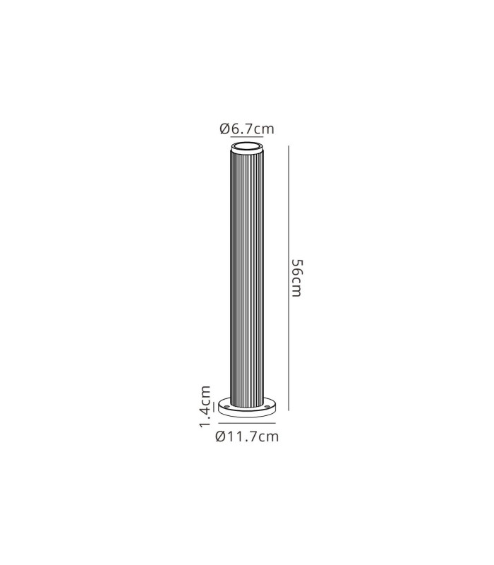Springwater Ribbed Line 55cm Post Lamp Shallow Acrylic Shade 1 x GU10 IP54 Grey/Clear/Frosted -2