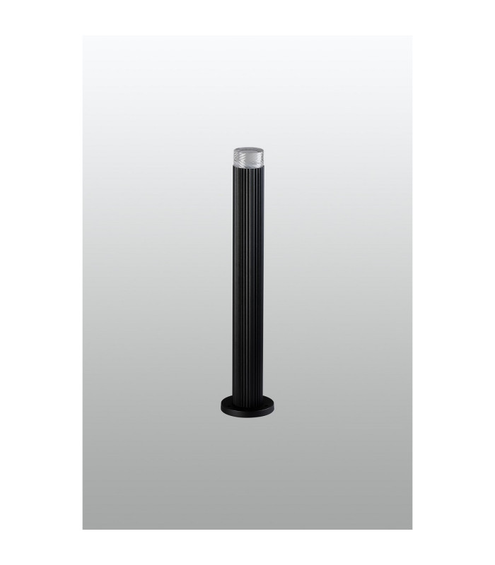Springwater Ribbed Line 55cm Post Lamp Short Diagonal Pattern Acrylic Shade 1 x GU10 IP54 Black/Clear/Frosted -7