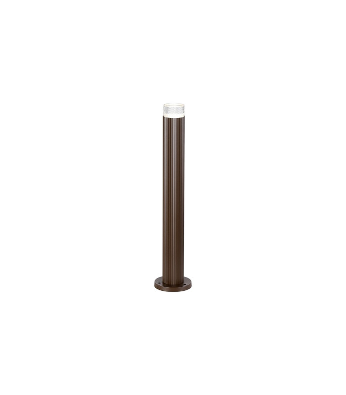 Springwater Ribbed Line 55cm Post Lamp Short Diagonal Pattern Acrylic Shade 1 x GU10 IP54 Dark Brown/Clear/Frosted -1