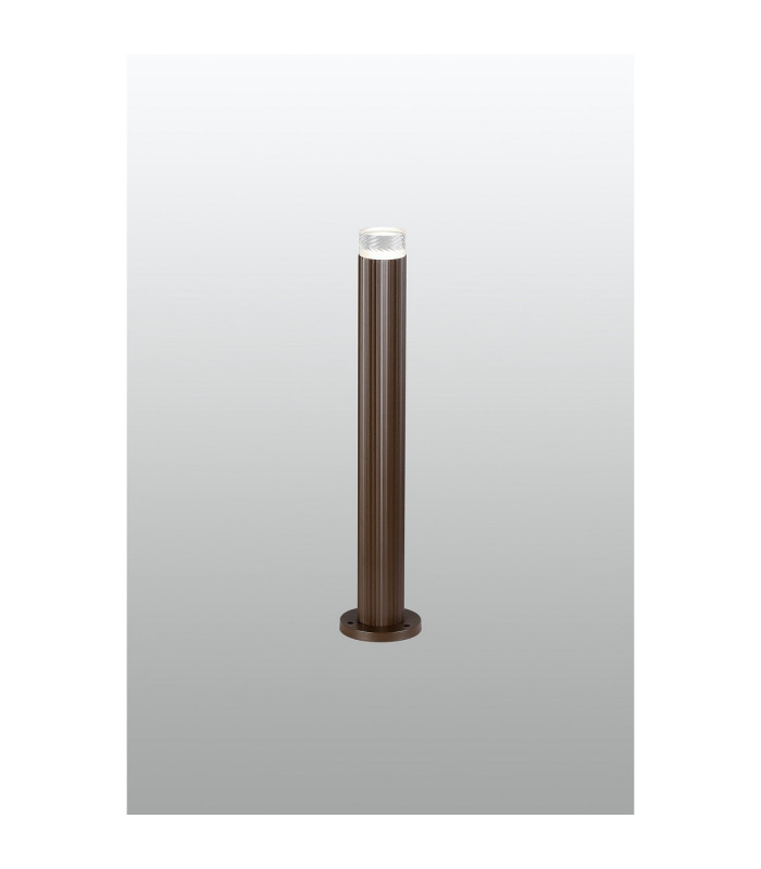 Springwater Ribbed Line 55cm Post Lamp Short Diagonal Pattern Acrylic Shade 1 x GU10 IP54 Dark Brown/Clear/Frosted -3