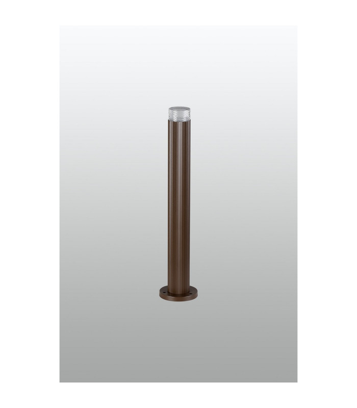 Springwater Ribbed Line 55cm Post Lamp Short Diagonal Pattern Acrylic Shade 1 x GU10 IP54 Dark Brown/Clear/Frosted -7