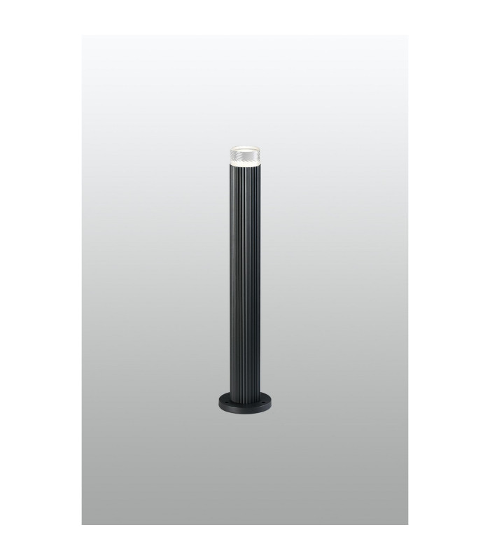 Springwater Ribbed Line 55cm Post Lamp Short Diagonal Pattern Acrylic Shade 1 x GU10 IP54 Grey/Clear/Frosted -3
