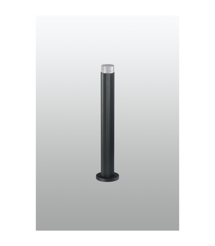 Springwater Ribbed Line 55cm Post Lamp Short Diagonal Pattern Acrylic Shade 1 x GU10 IP54 Grey/Clear/Frosted -5