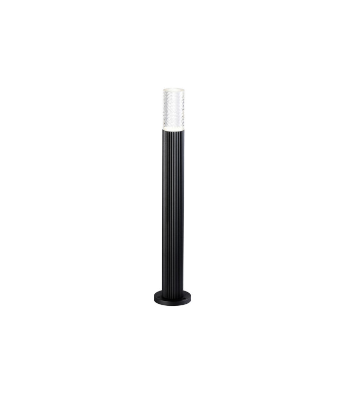 Springwater Ribbed Line 55cm Post Lamp Tall Diagonal Pattern Acrylic Shade 1 x GU10 IP54 Black/Clear/Frosted -1