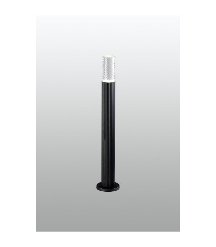 Springwater Ribbed Line 55cm Post Lamp Tall Diagonal Pattern Acrylic Shade 1 x GU10 IP54 Black/Clear/Frosted -3