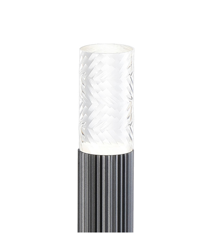 Springwater Ribbed Line 55cm Post Lamp Tall Diagonal Pattern Acrylic Shade 1 x GU10 IP54 Black/Clear/Frosted -5
