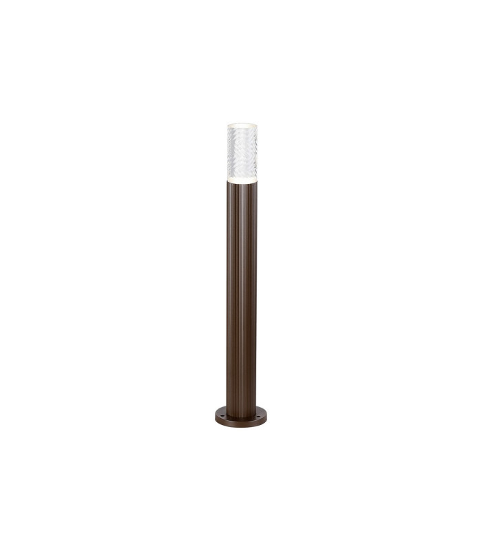 Springwater Ribbed Line 55cm Post Lamp Tall Diagonal Pattern Acrylic Shade 1 x GU10 IP54 Dark Brown/Clear/Frosted -1