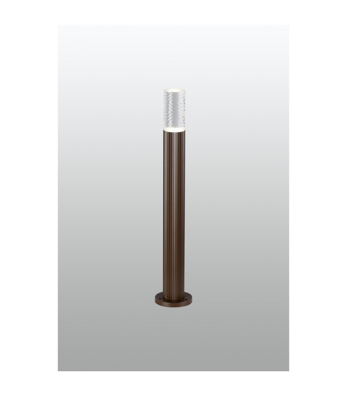 Springwater Ribbed Line 55cm Post Lamp Tall Diagonal Pattern Acrylic Shade 1 x GU10 IP54 Dark Brown/Clear/Frosted -3