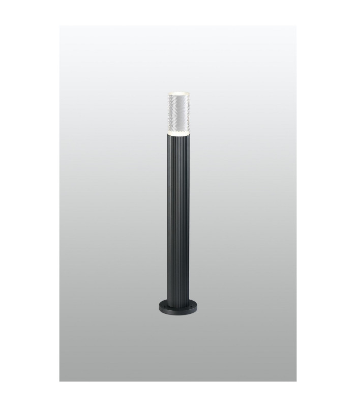 Springwater Ribbed Line 55cm Post Lamp Tall Diagonal Pattern Acrylic Shade 1 x GU10 IP54 Grey/Clear/Frosted -3