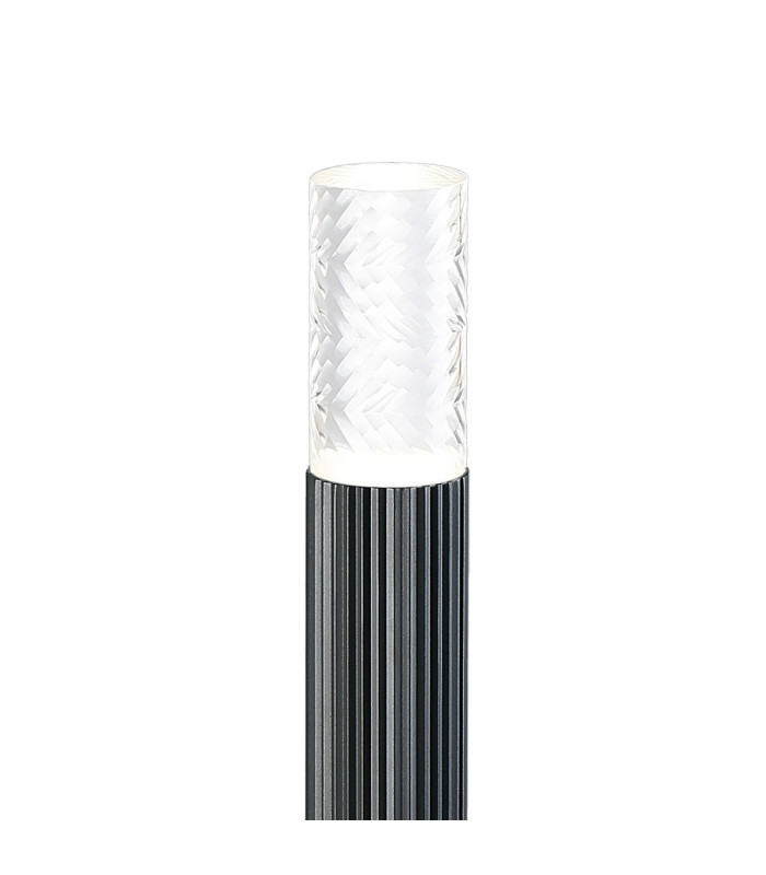 Springwater Ribbed Line 55cm Post Lamp Tall Diagonal Pattern Acrylic Shade 1 x GU10 IP54 Grey/Clear/Frosted -6