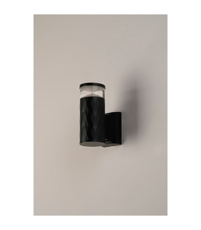 Springwater Diamond Pattern Wall Lamp X Pattern Acrylic Shade 1 x GU10 IP54 Black/Clear/Frosted -7