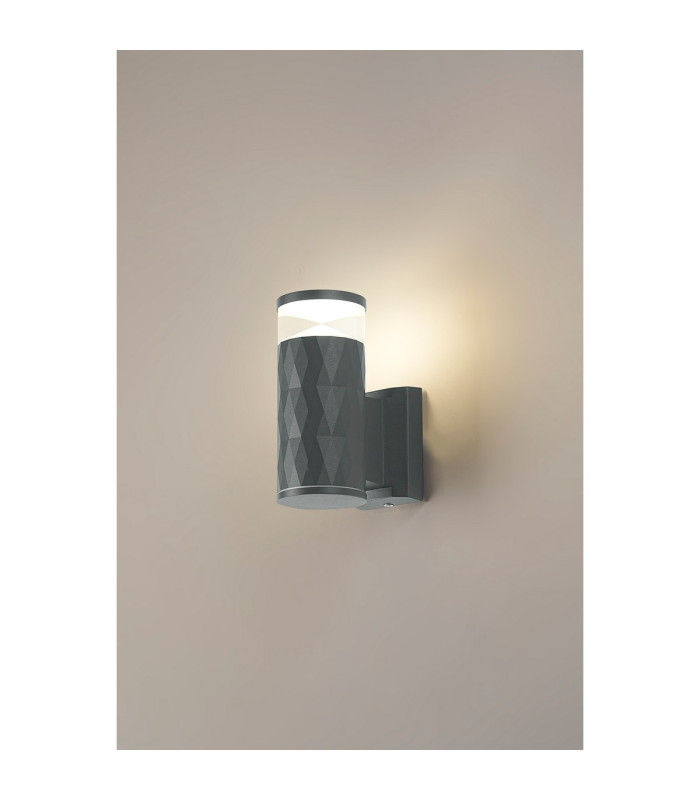 Springwater Diamond Pattern Wall Lamp X Pattern Acrylic Shade 1 x GU10 IP54 Grey/Clear/Frosted -3