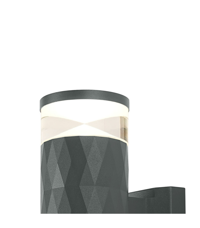 Springwater Diamond Pattern Wall Lamp X Pattern Acrylic Shade 1 x GU10 IP54 Grey/Clear/Frosted -5