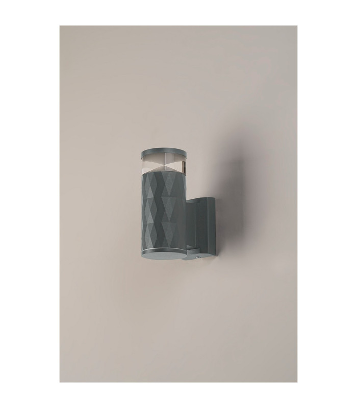 Springwater Diamond Pattern Wall Lamp X Pattern Acrylic Shade 1 x GU10 IP54 Grey/Clear/Frosted -7
