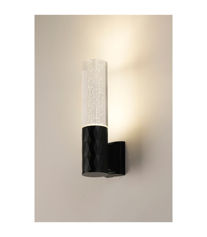 Springwater II Diamond Pattern Wall Lamp Bubble Acrylic Shade 1 x GU10 IP54 Black/Clear -3