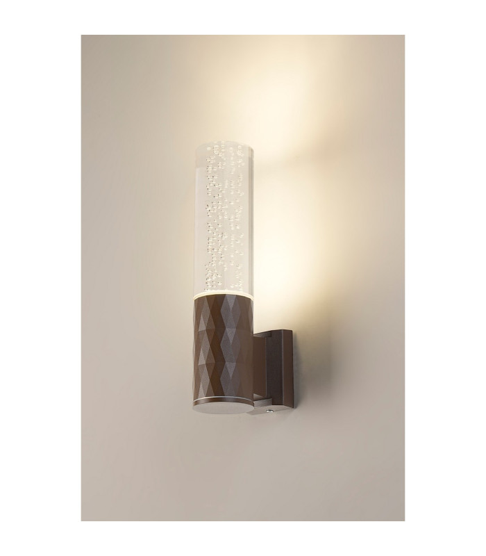 Springwater II Diamond Pattern Wall Lamp Bubble Acrylic Shade 1 x GU10 IP54 Dark Brown/Clear -3