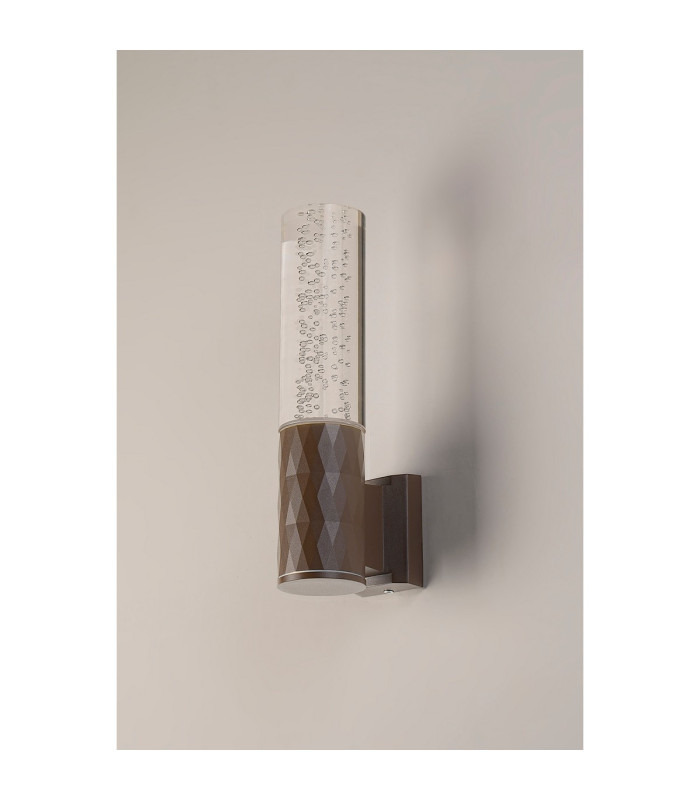 Springwater II Diamond Pattern Wall Lamp Bubble Acrylic Shade 1 x GU10 IP54 Dark Brown/Clear -7