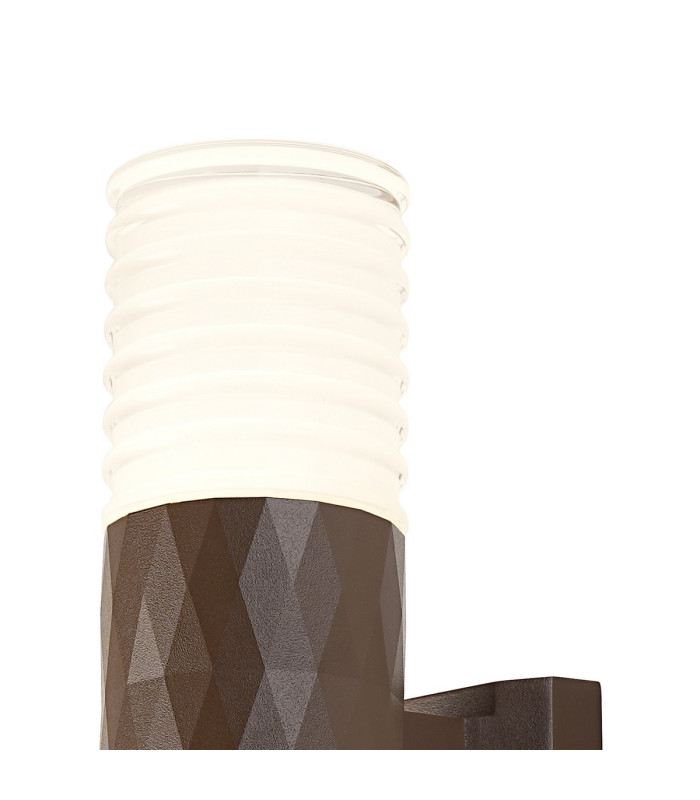 Springwater Diamond Pattern Wall Lamp Horizontal Line Acrylic Shade 1 x GU10 IP54 Dark Brown/Clear/Frosted -6