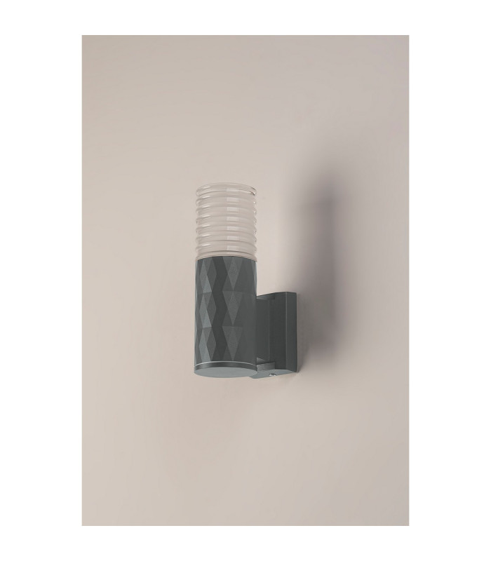 Springwater Diamond Pattern Wall Lamp Horizontal Line Acrylic Shade 1 x GU10 IP54 Grey/Clear/Frosted -7