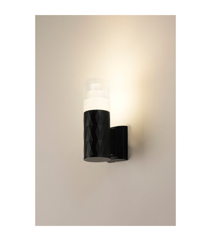 Springwater Diamond Pattern Wall Lamp Tier Pattern Acrylic Shade 1 x GU10 IP54 Black/Clear -3