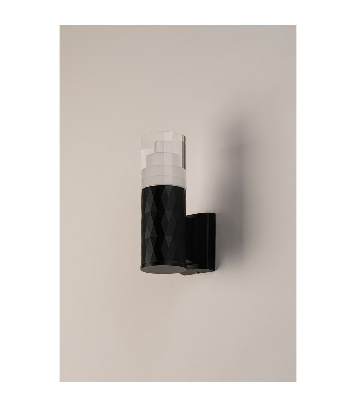 Springwater Diamond Pattern Wall Lamp Tier Pattern Acrylic Shade 1 x GU10 IP54 Black/Clear -7
