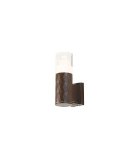 Springwater Diamond Pattern Wall Lamp Tier Pattern Acrylic Shade 1 x GU10 IP54 Dark Brown/Clear -1