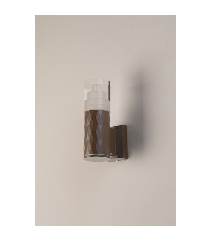 Springwater Diamond Pattern Wall Lamp Tier Pattern Acrylic Shade 1 x GU10 IP54 Dark Brown/Clear -7