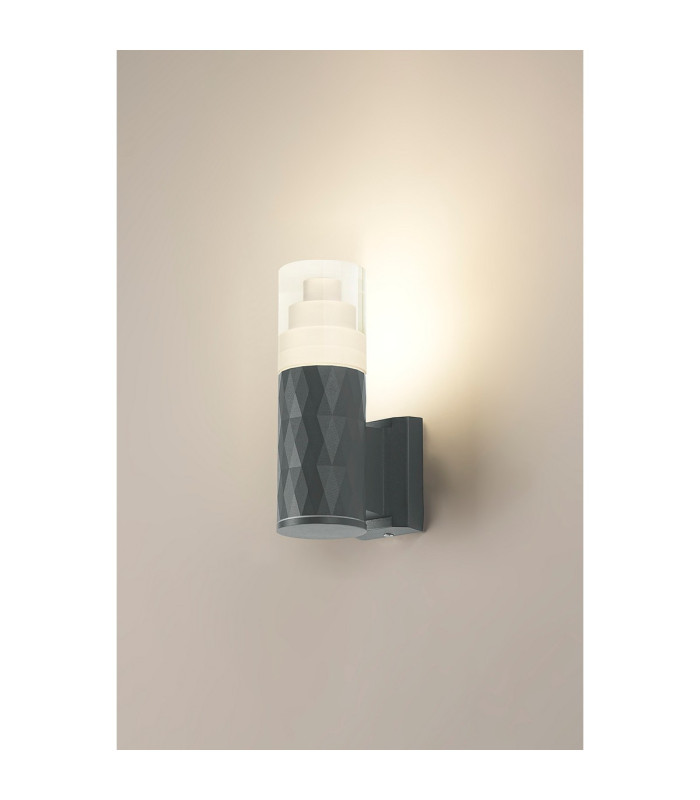 Springwater Diamond Pattern Wall Lamp Tier Pattern Acrylic Shade 1 x GU10 IP54 Grey/Clear -3