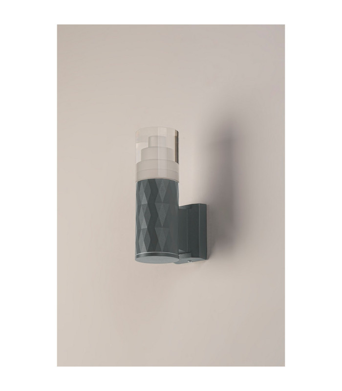 Springwater Diamond Pattern Wall Lamp Tier Pattern Acrylic Shade 1 x GU10 IP54 Grey/Clear -7