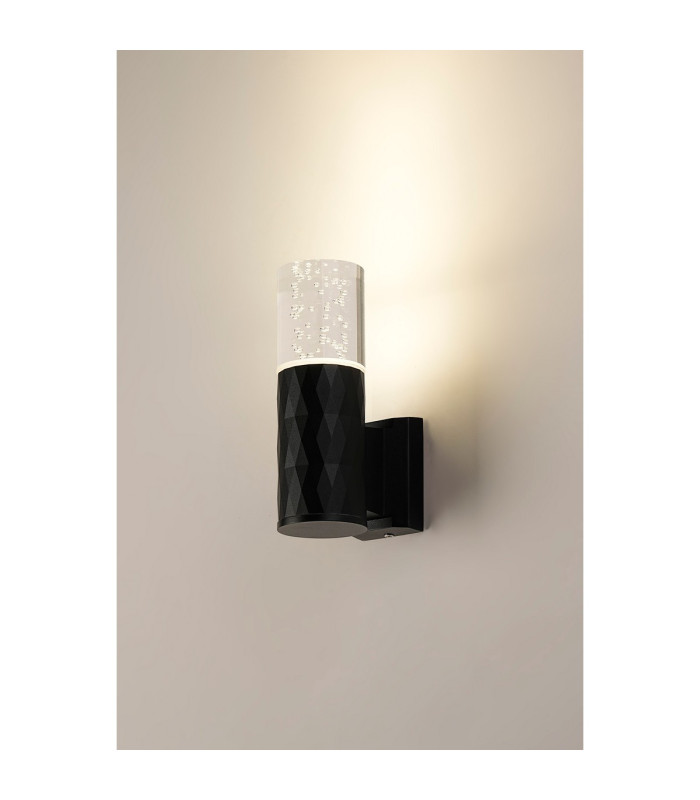 Springwater Diamond Pattern Wall Lamp Bubble Acrylic Shade 1 x GU10 IP54 Black/Clear -3