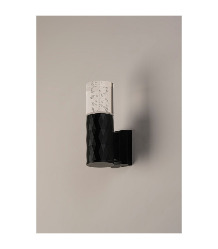 Springwater Diamond Pattern Wall Lamp Bubble Acrylic Shade 1 x GU10 IP54 Black/Clear -7