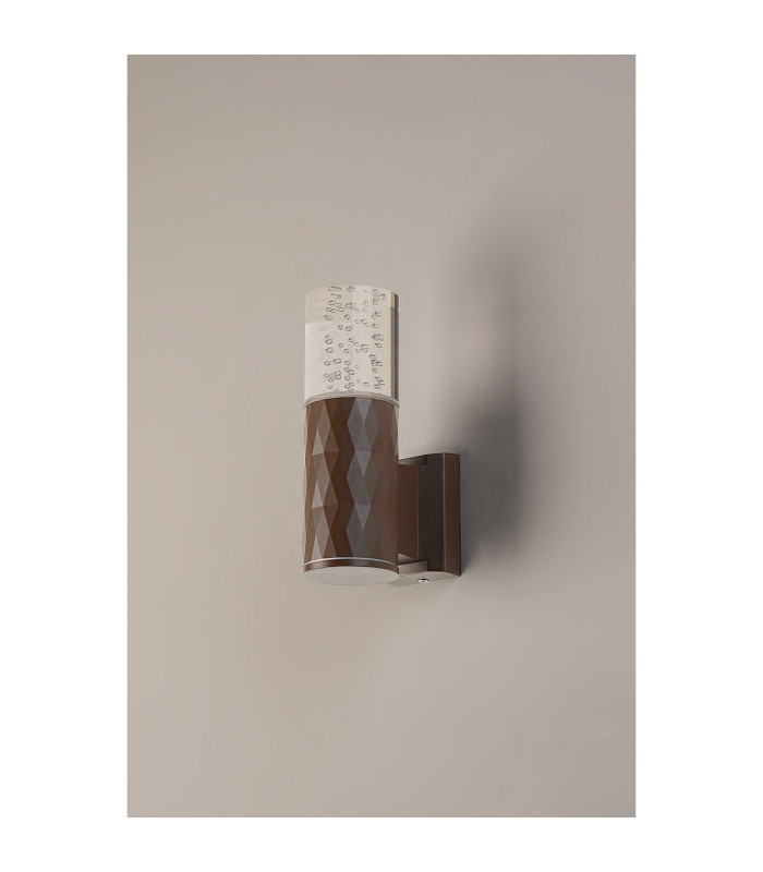 Springwater Diamond Pattern Wall Lamp Bubble Acrylic Shade 1 x GU10 IP54 Dark Brown/Clear -7