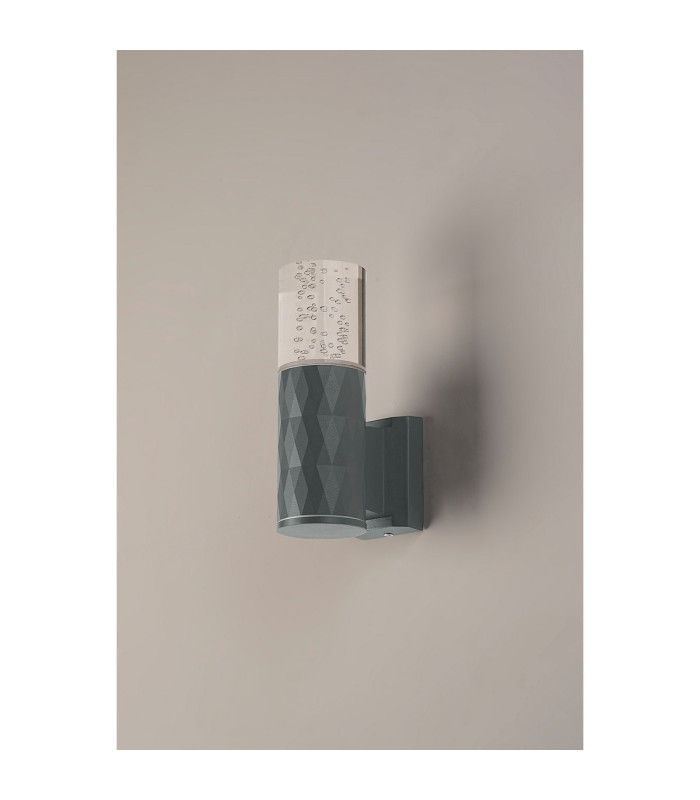 Springwater Diamond Pattern Wall Lamp Bubble Acrylic Shade 1 x GU10 IP54 Grey/Clear -7